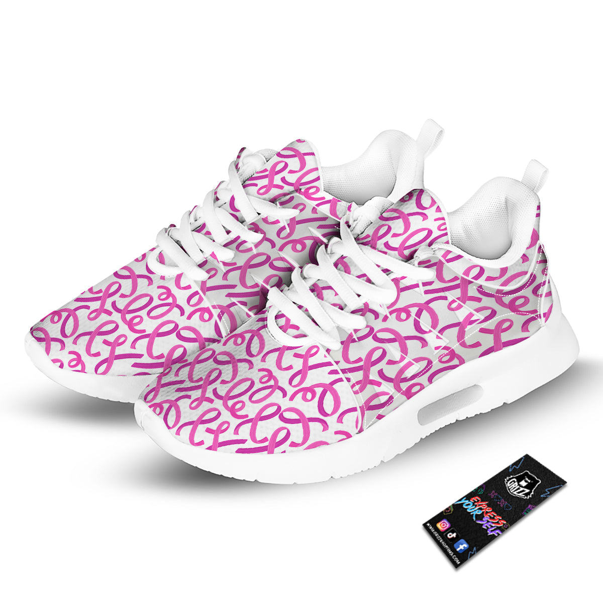 Cancer Awareness Print Pattern Tennis Shoes-grizzshop
