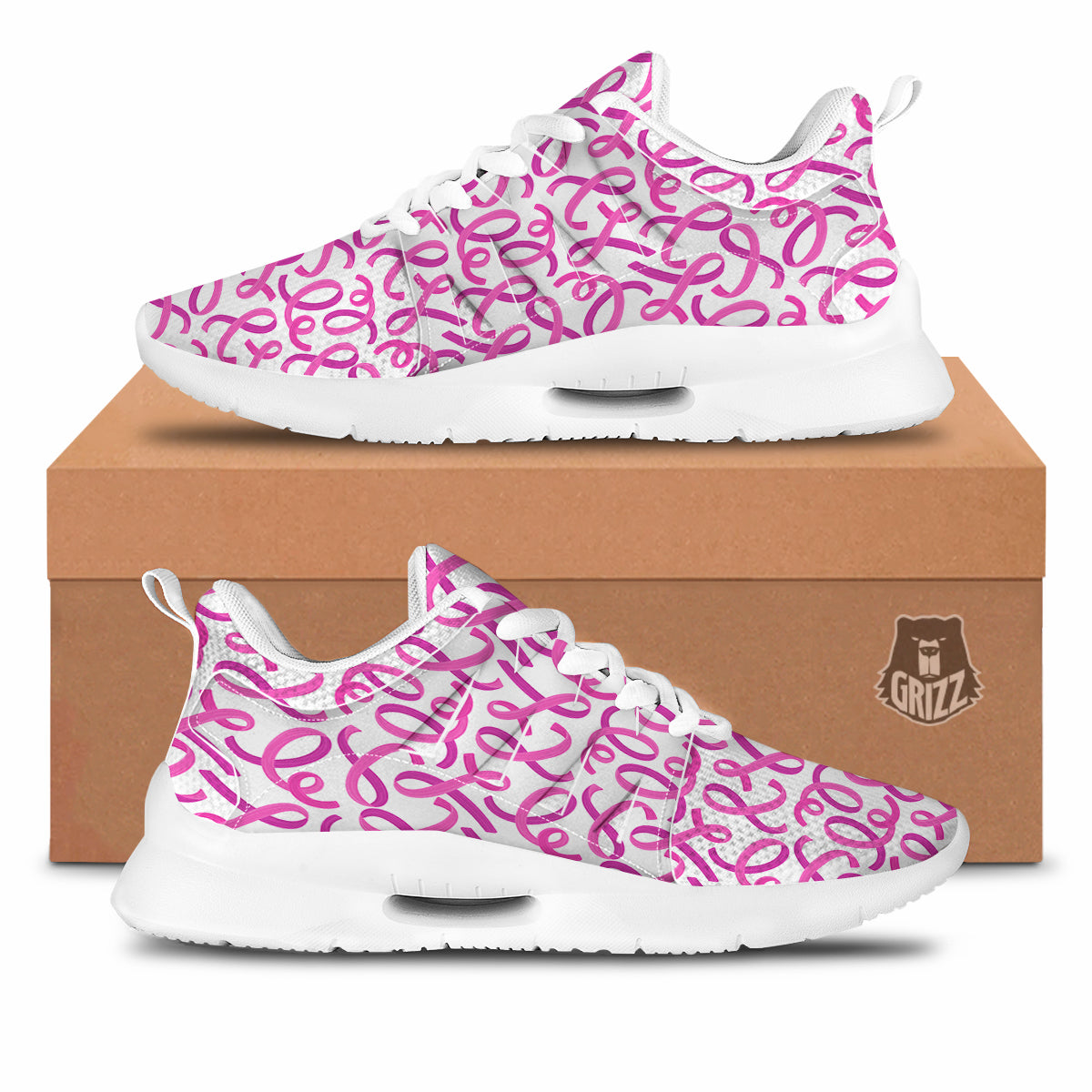 Cancer Awareness Print Pattern Tennis Shoes-grizzshop