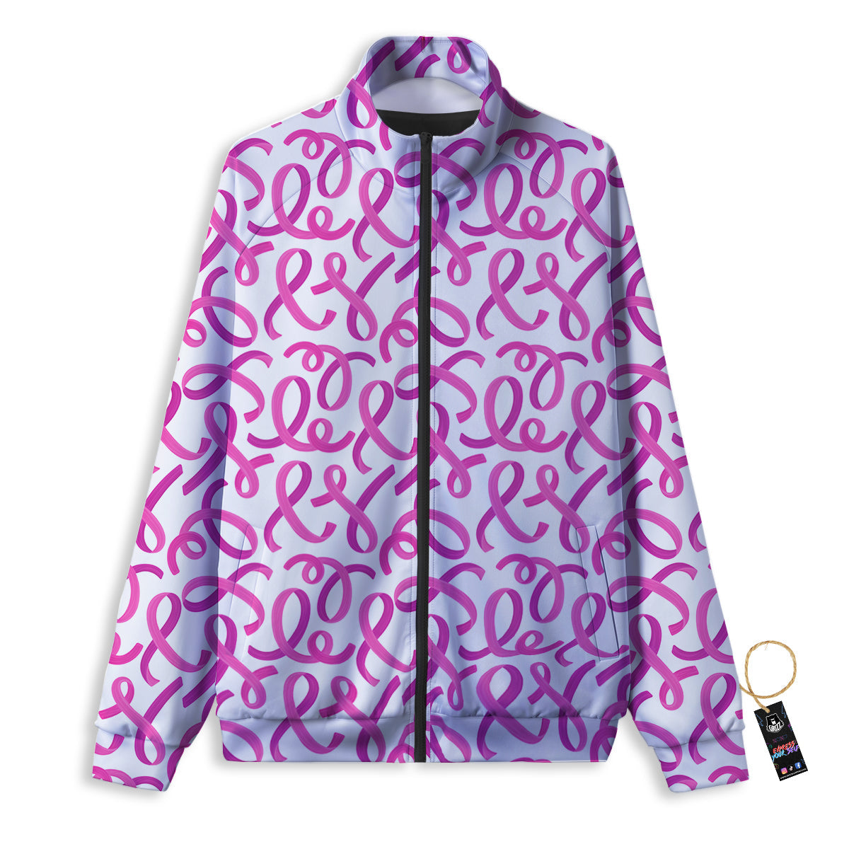 Cancer Awareness Print Pattern Track Jacket-grizzshop