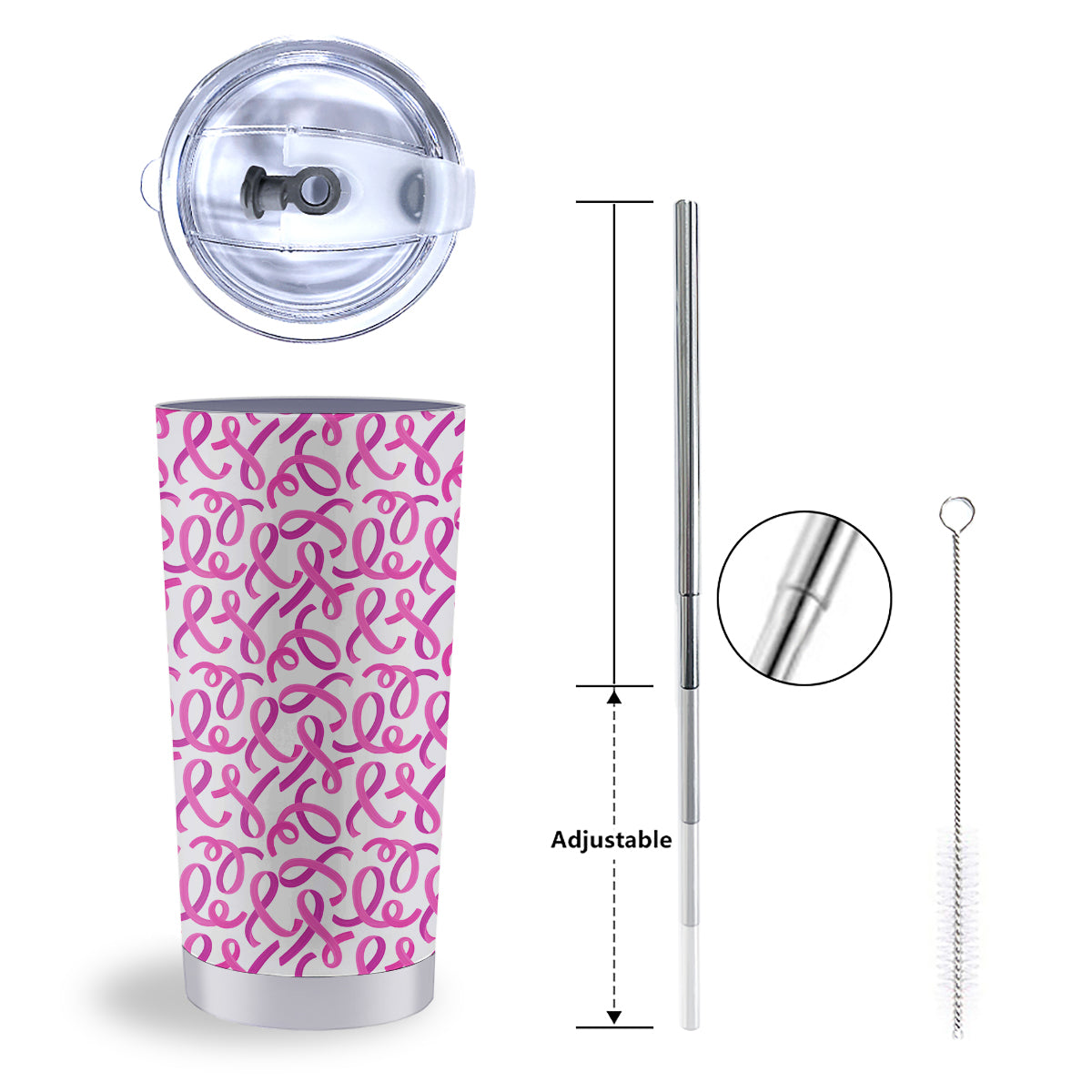 Cancer Awareness Print Pattern Tumbler-grizzshop