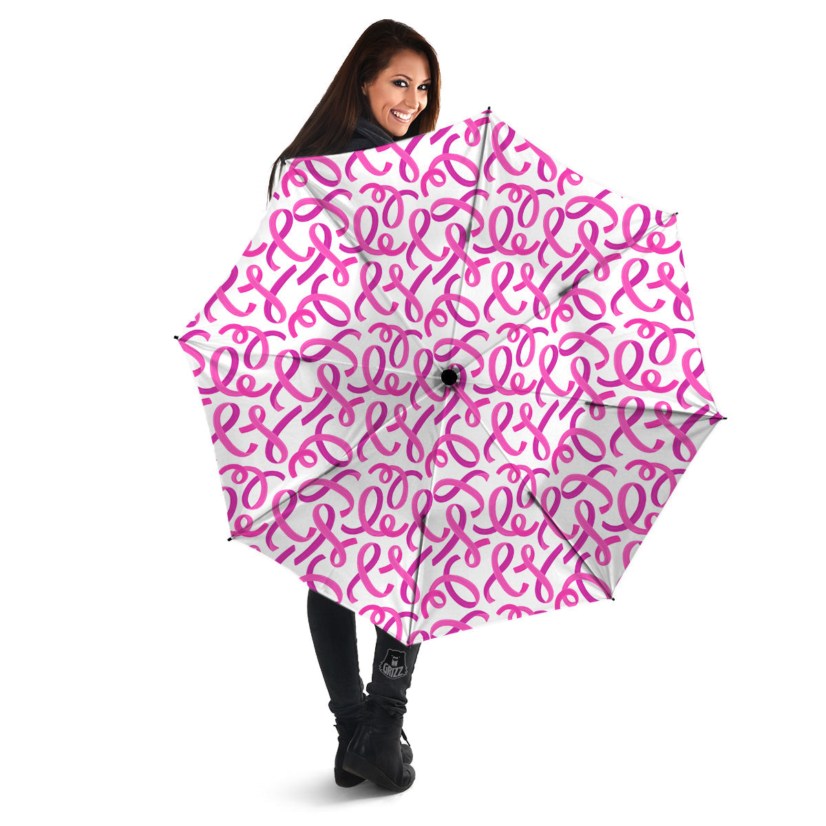 Cancer Awareness Print Pattern Umbrella-grizzshop