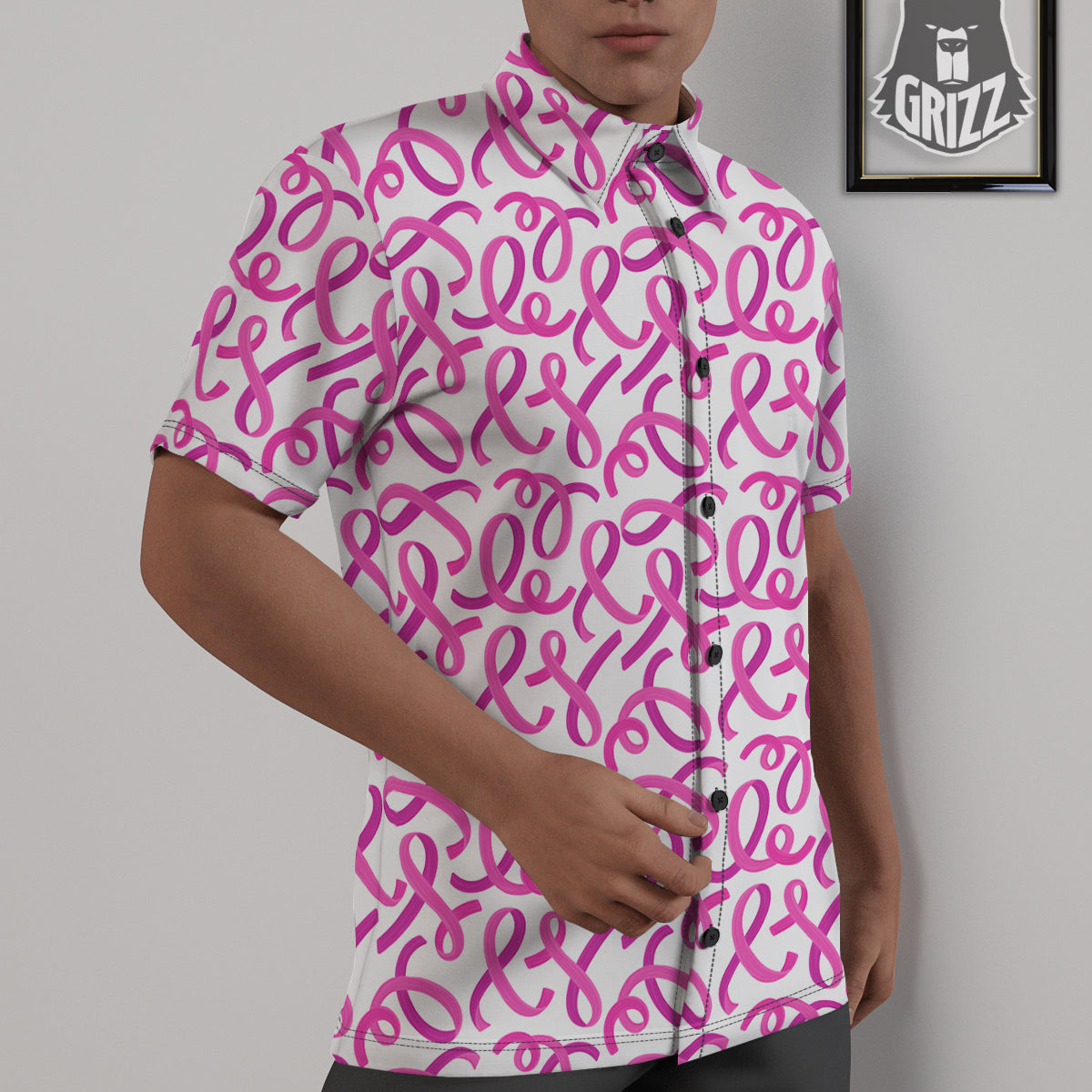 Cancer Awareness Print Pattern Untucked Shirts-grizzshop