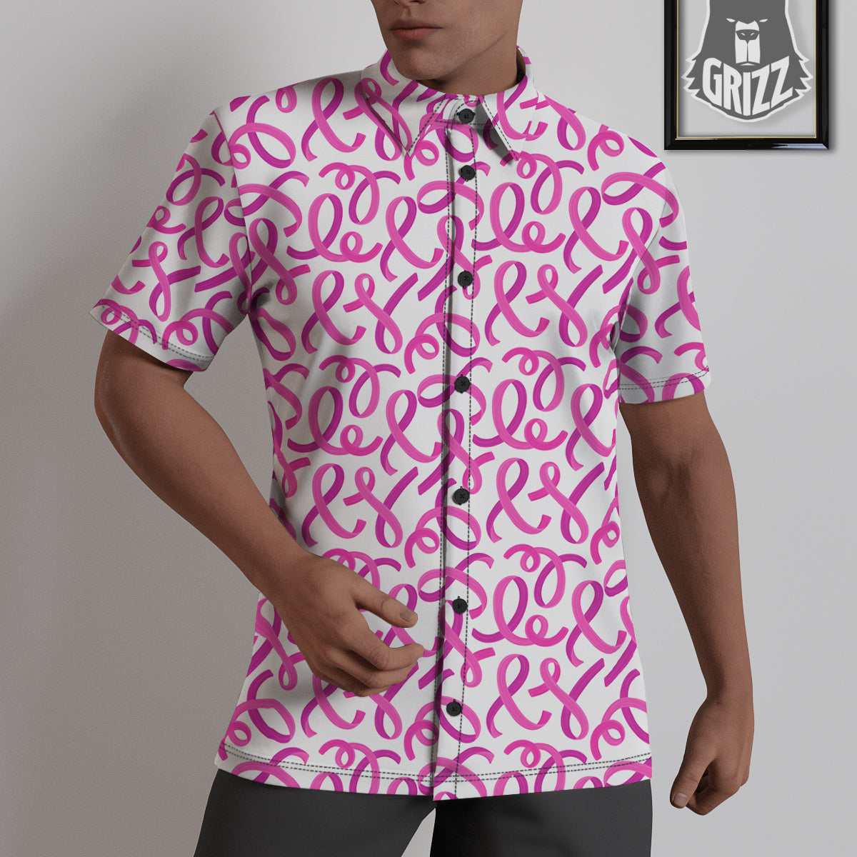 Cancer Awareness Print Pattern Untucked Shirts-grizzshop