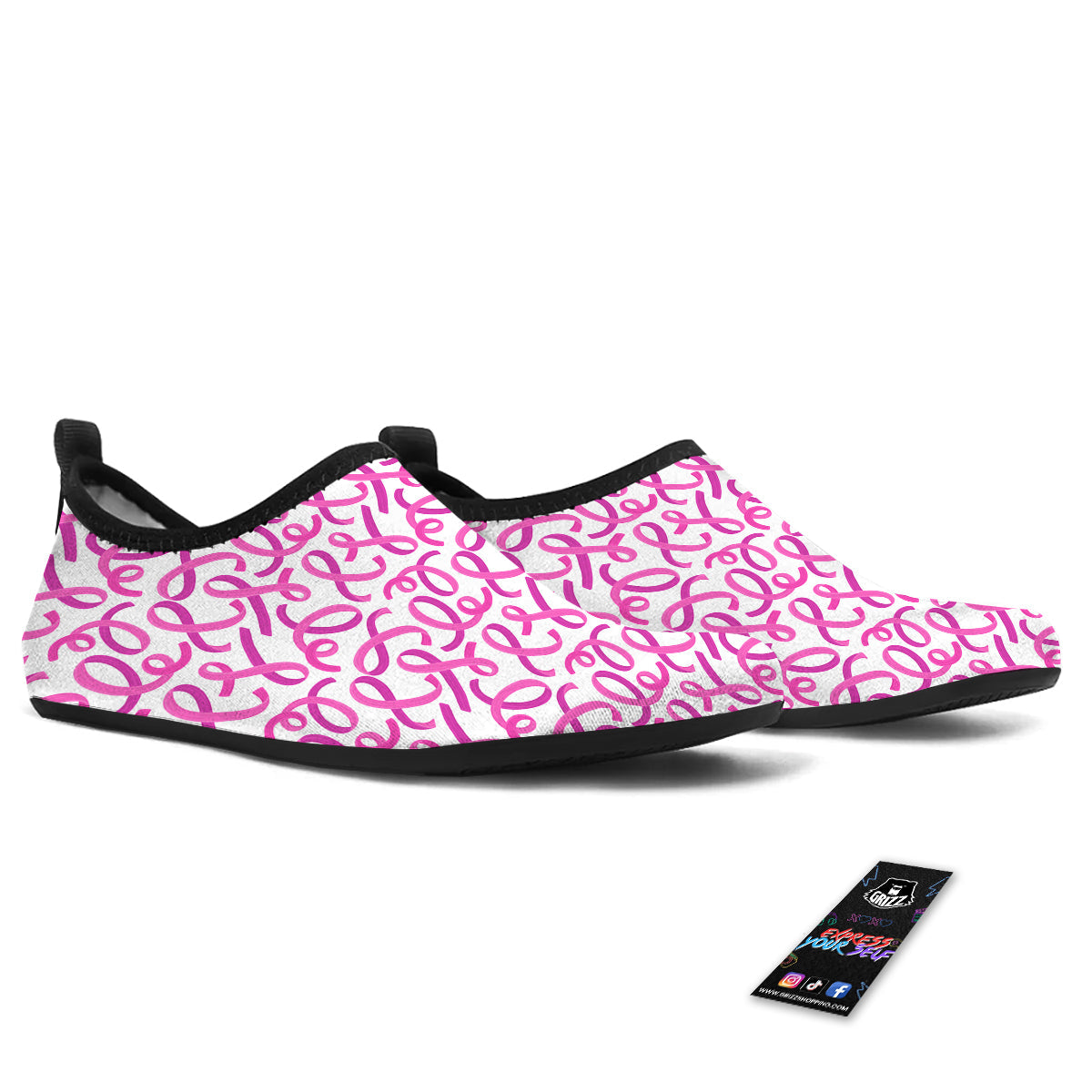 Cancer Awareness Print Pattern Water Shoes-grizzshop