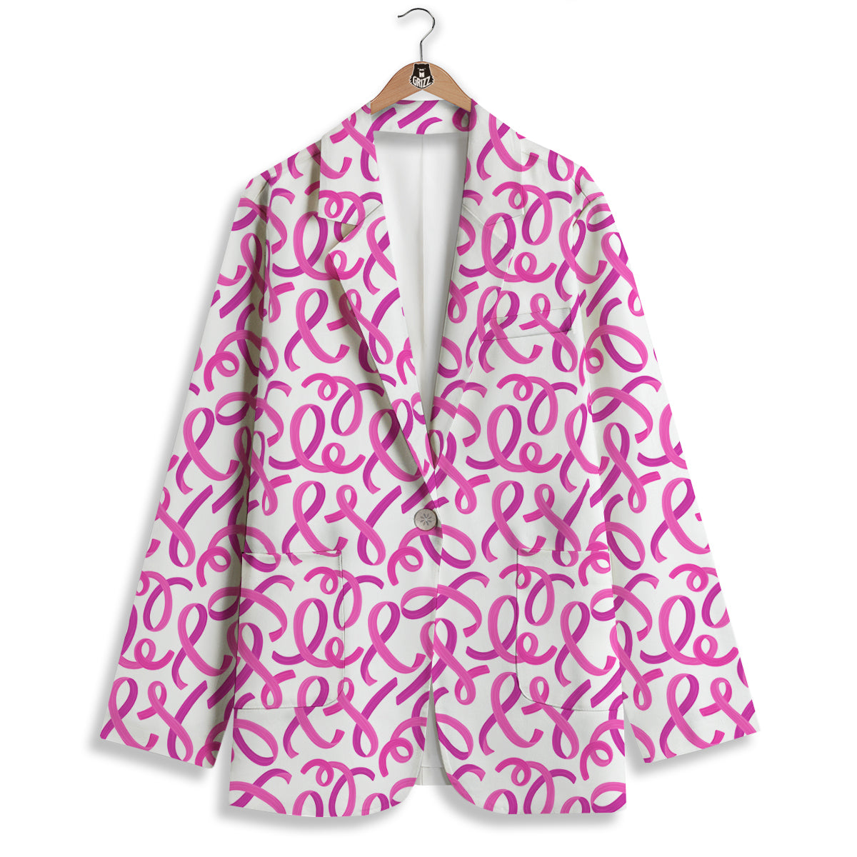 Cancer Awareness Print Pattern Women's Blazer-grizzshop