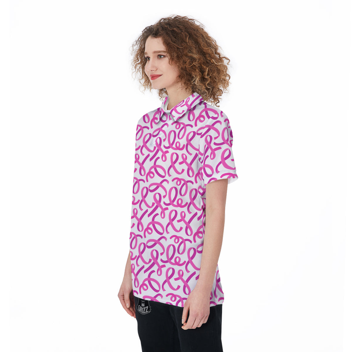 Cancer Awareness Print Pattern Women's Golf Shirts-grizzshop