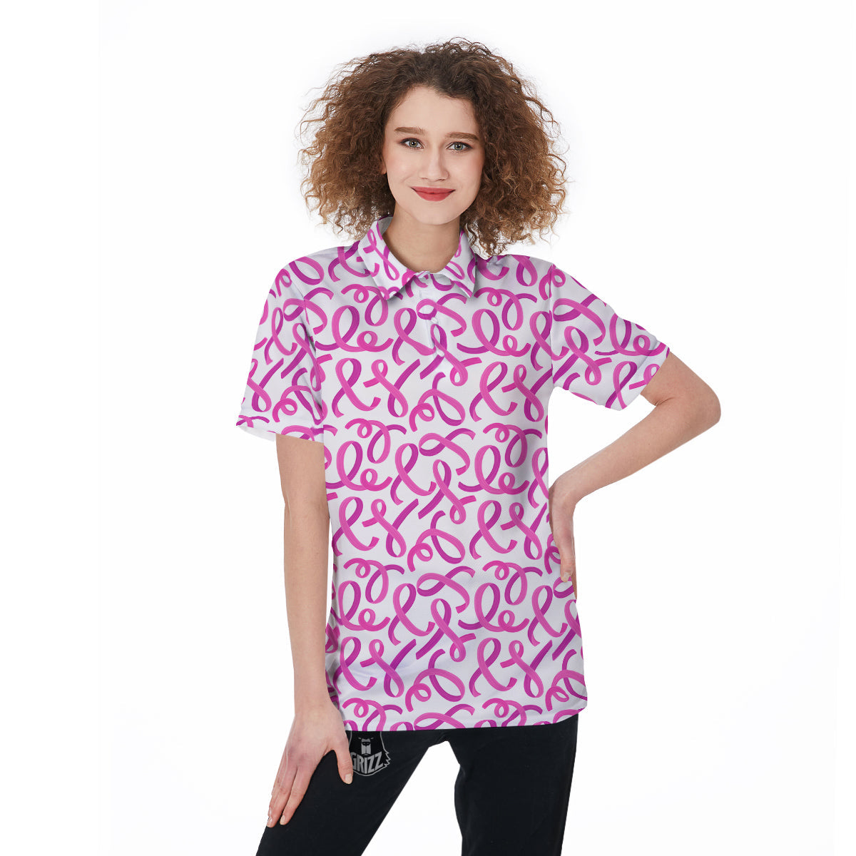 Cancer Awareness Print Pattern Women's Golf Shirts-grizzshop