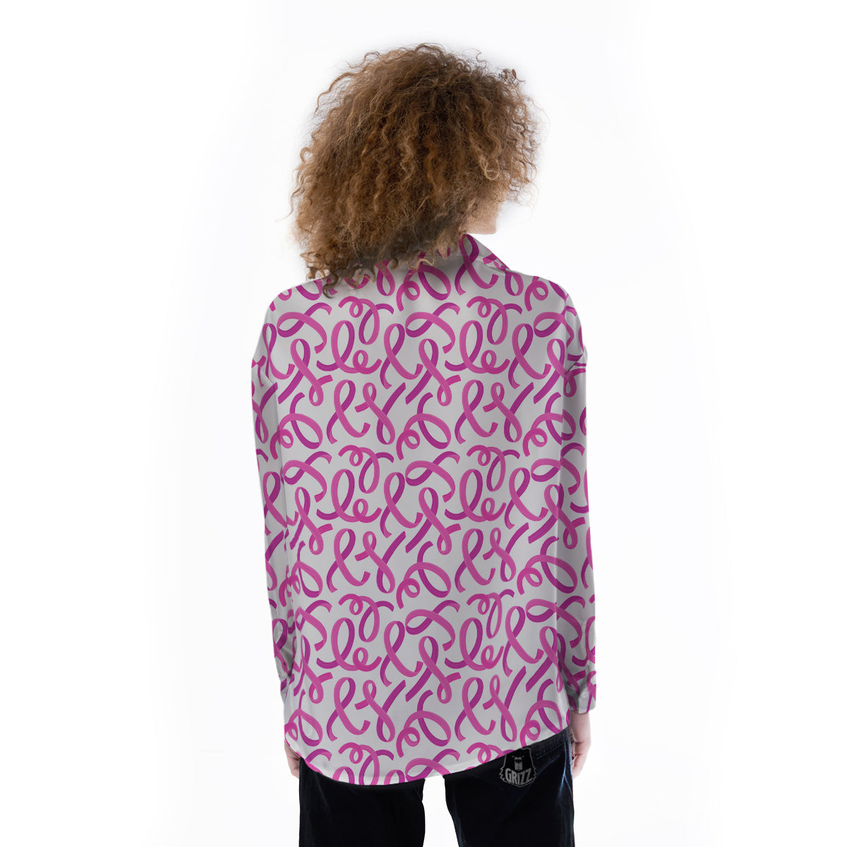 Cancer Awareness Print Pattern Women's Long Sleeve Shirts-grizzshop