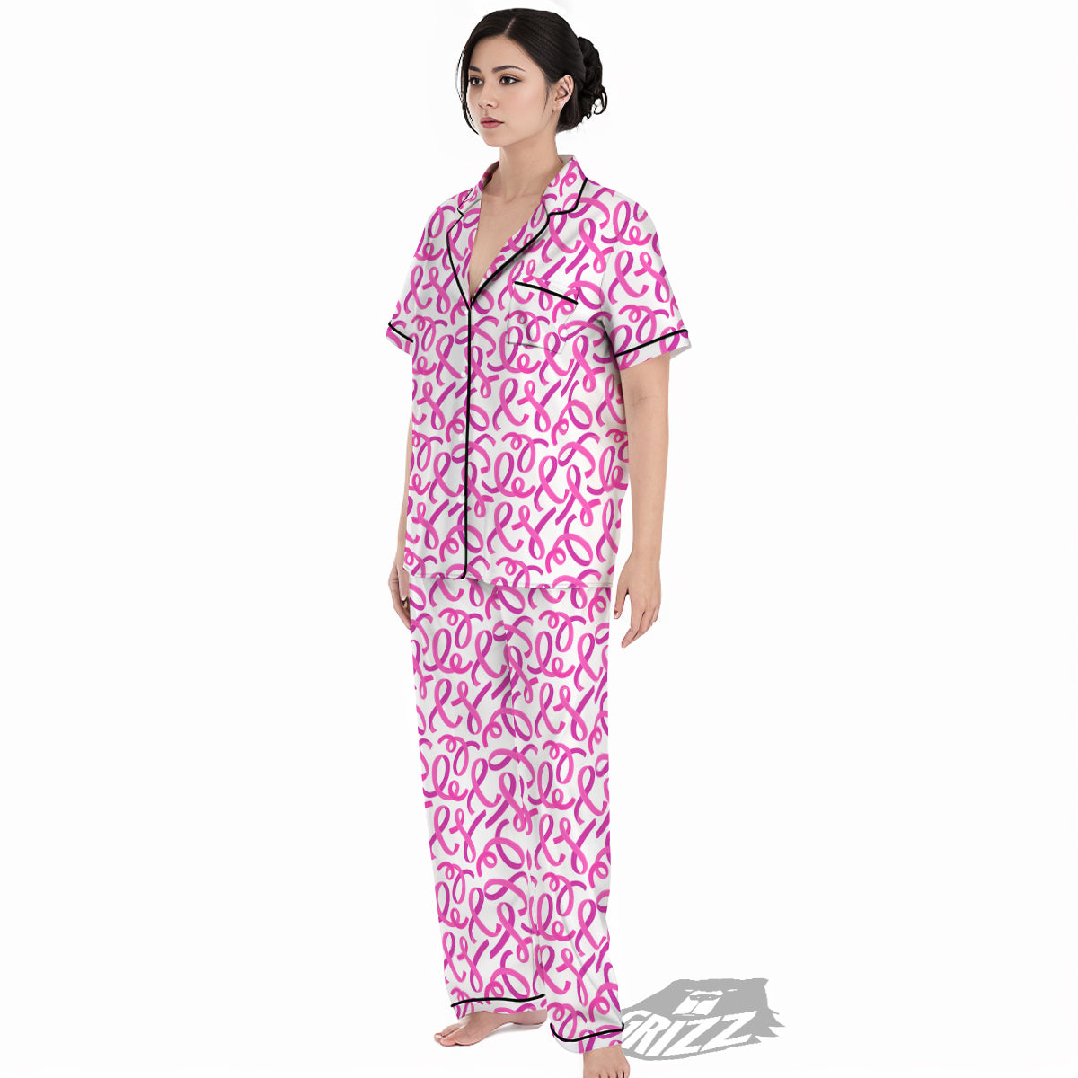 Cancer Awareness Print Pattern Women's Pajamas Set-grizzshop