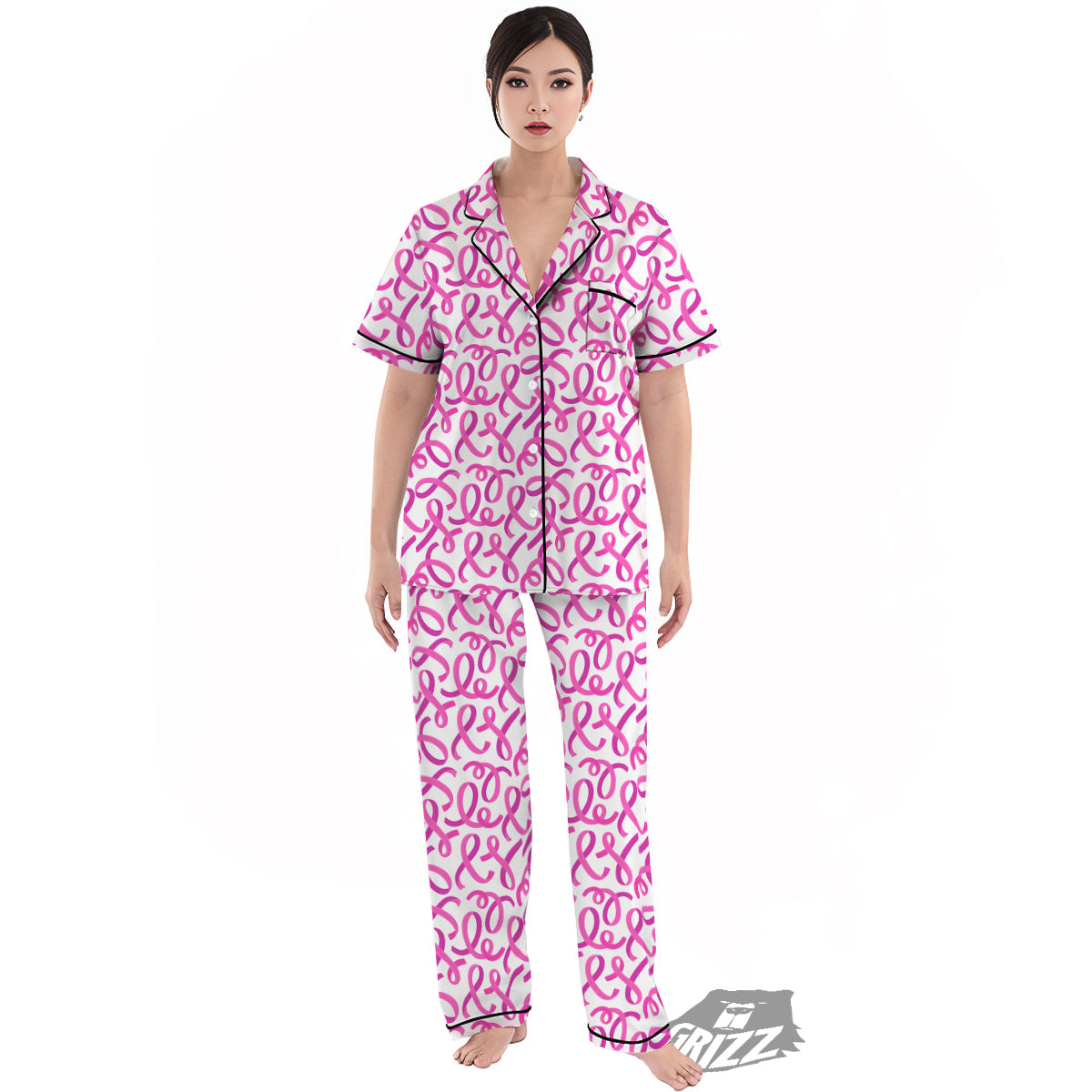 Cancer Awareness Print Pattern Women's Pajamas Set-grizzshop