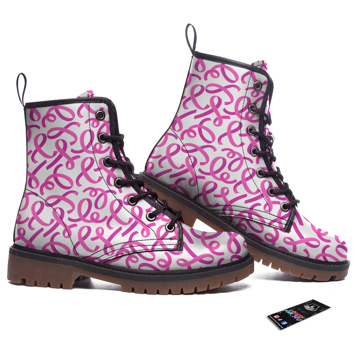 Cancer Awareness Print Pattern Work Boots-grizzshop