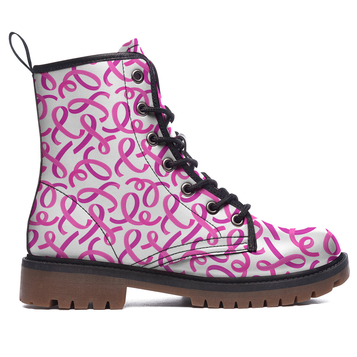 Cancer Awareness Print Pattern Work Boots-grizzshop
