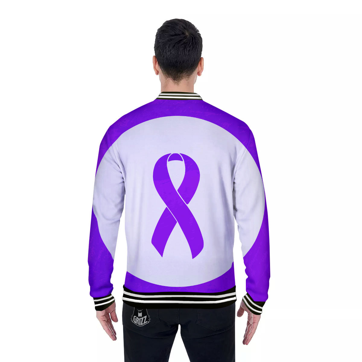 Cancer Awareness Ribbon Purple Print Baseball Jacket-grizzshop