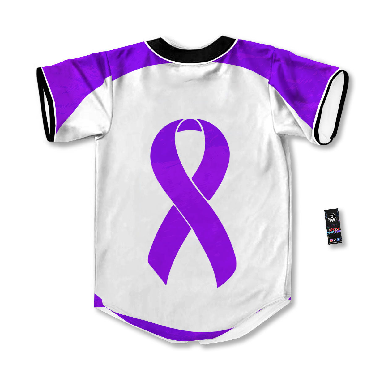Cancer Awareness Ribbon Purple Print Baseball Jersey-grizzshop