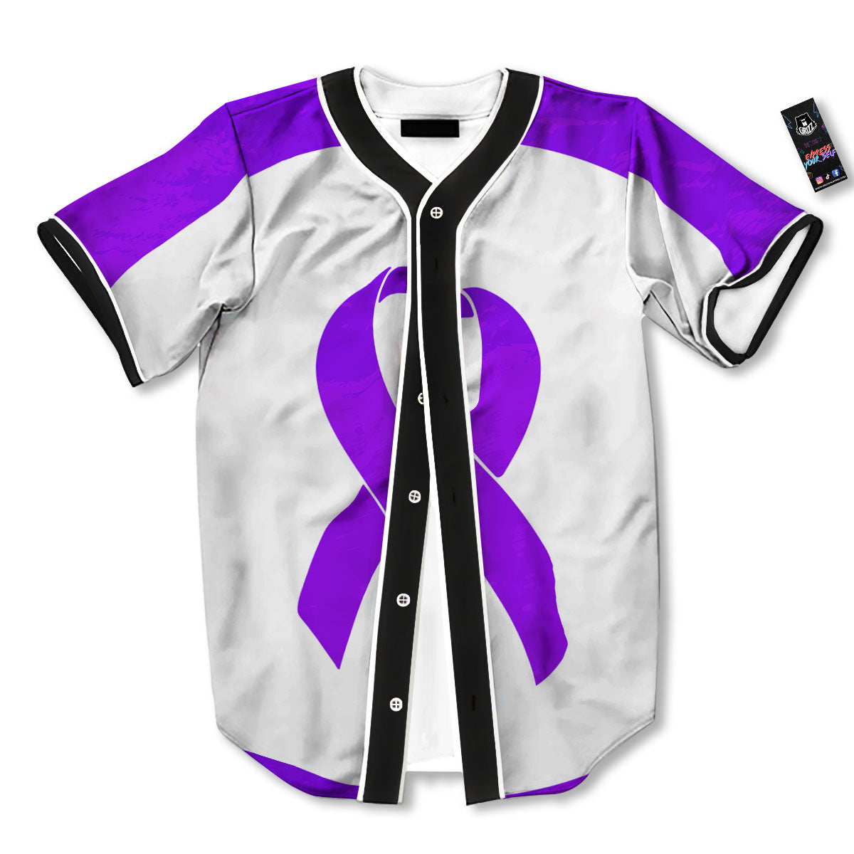 Cancer Awareness Ribbon Purple Print Baseball Jersey-grizzshop