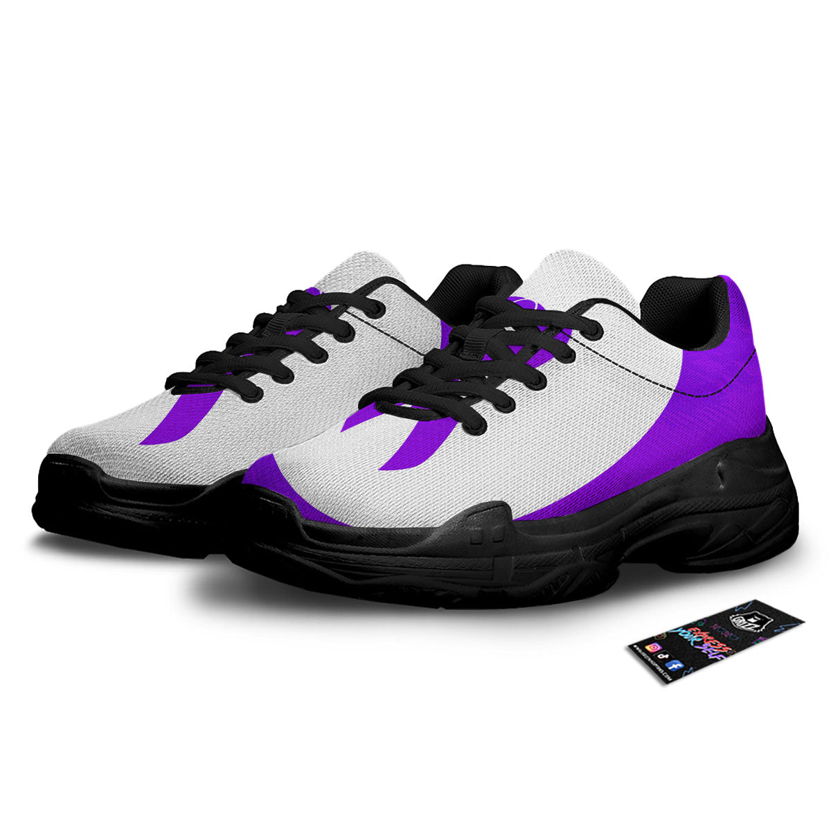 Cancer Awareness Ribbon Purple Print Black Chunky Shoes-grizzshop