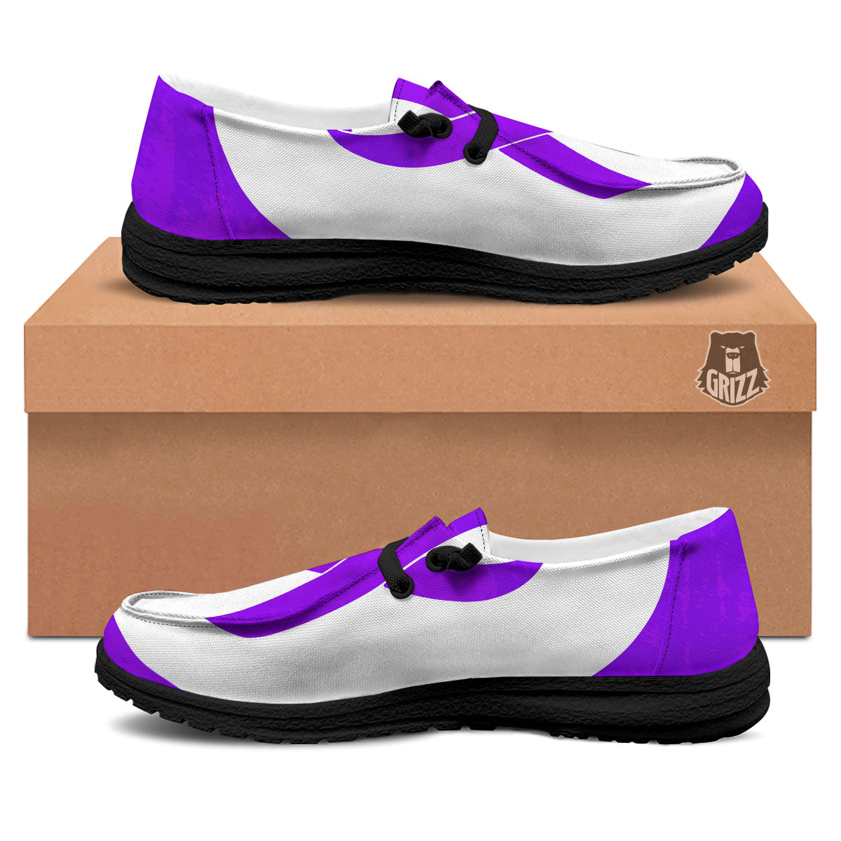 Cancer Awareness Ribbon Purple Print Black Loafers-grizzshop