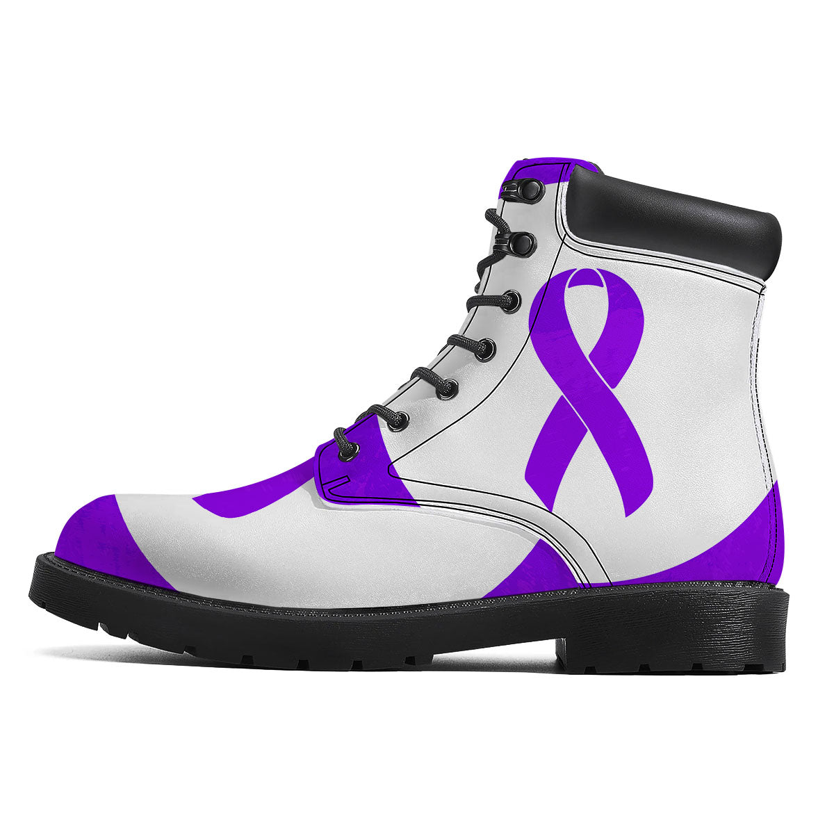 Cancer Awareness Ribbon Purple Print Boots-grizzshop