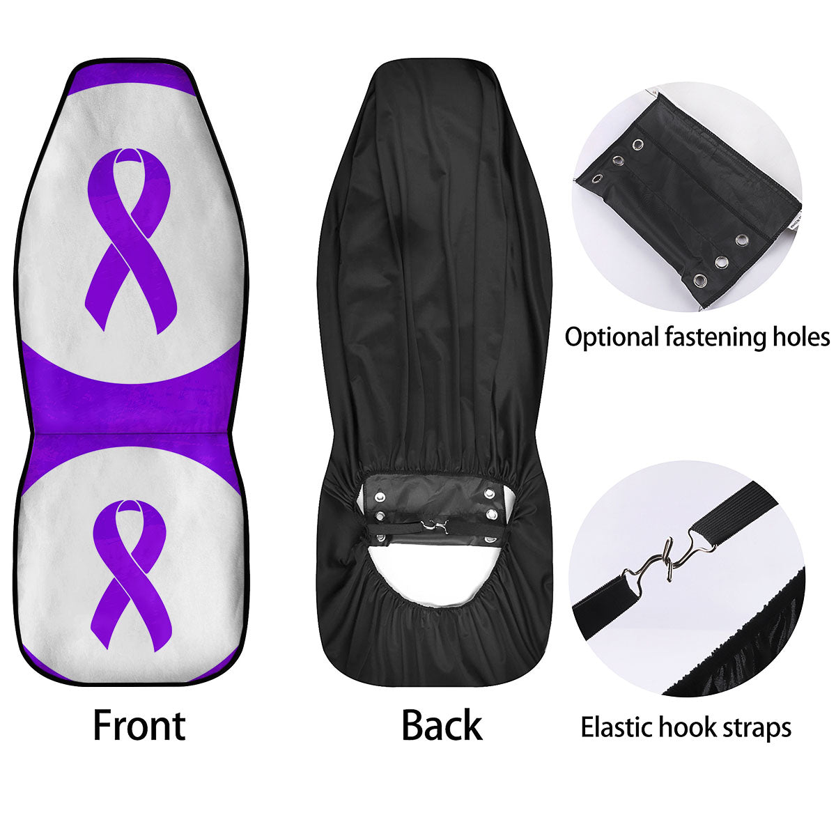 Cancer Awareness Ribbon Purple Print Car Seat Covers-grizzshop