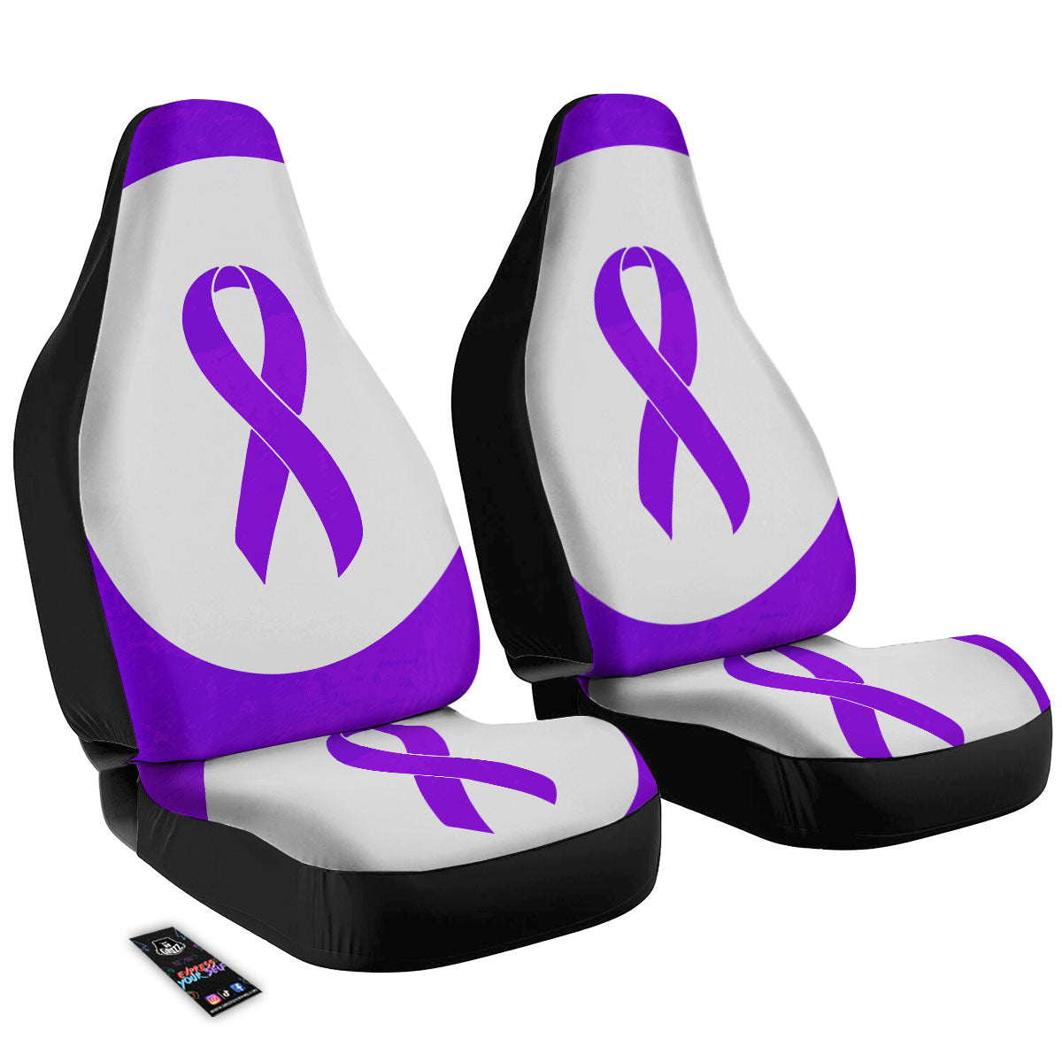Cancer Awareness Ribbon Purple Print Car Seat Covers-grizzshop