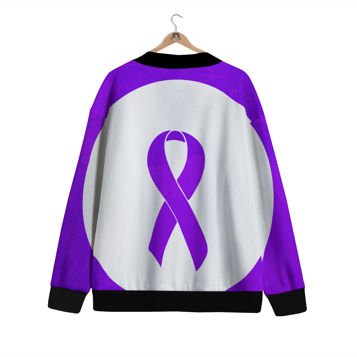 Cancer Awareness Ribbon Purple Print Cardigan-grizzshop