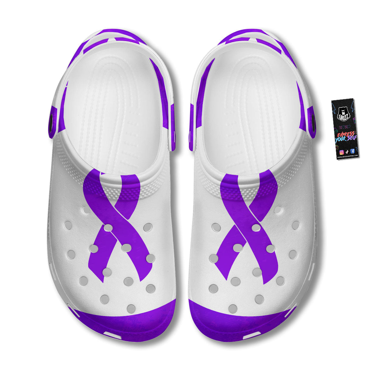 Cancer Awareness Ribbon Purple Print Clog-grizzshop