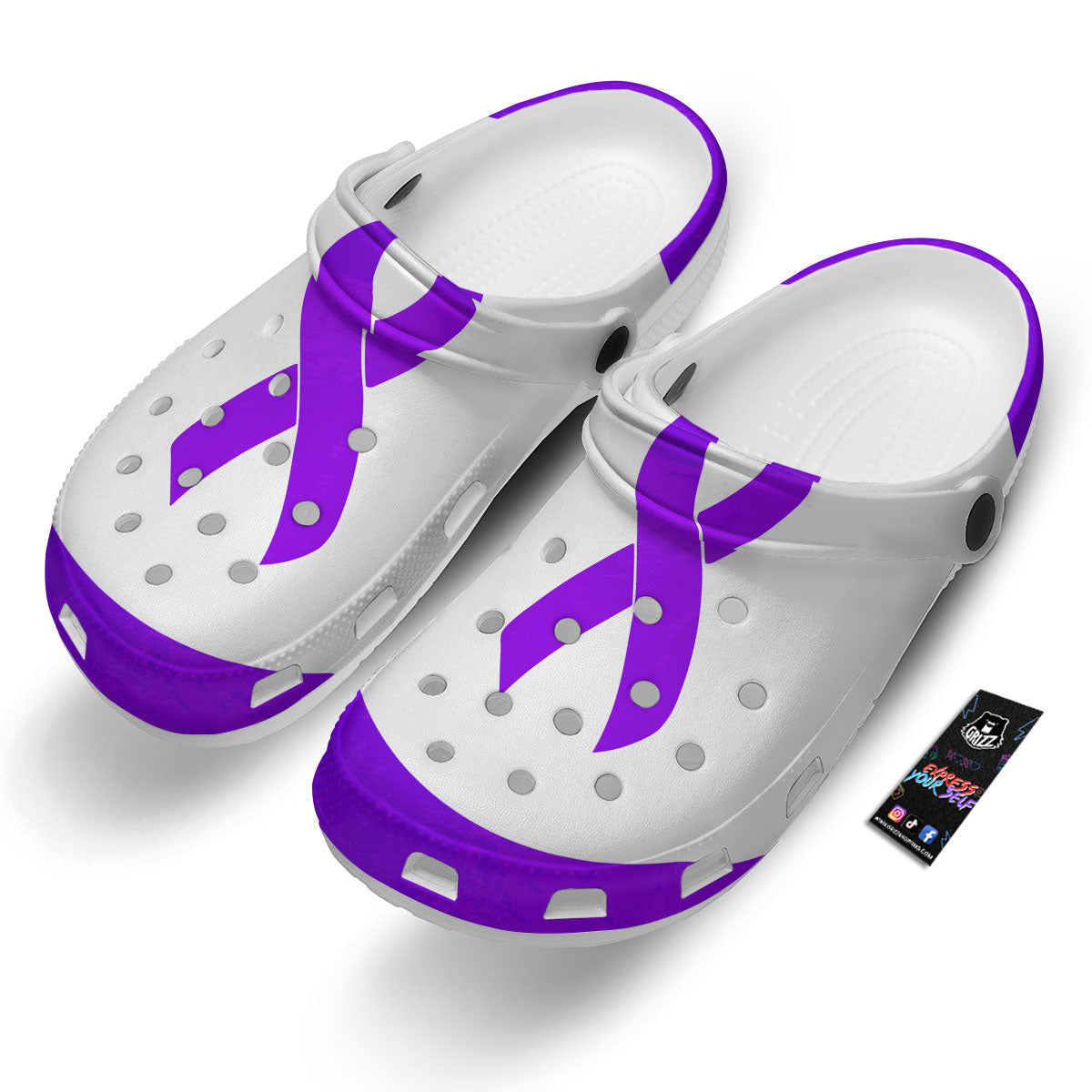 Cancer Awareness Ribbon Purple Print Clog-grizzshop