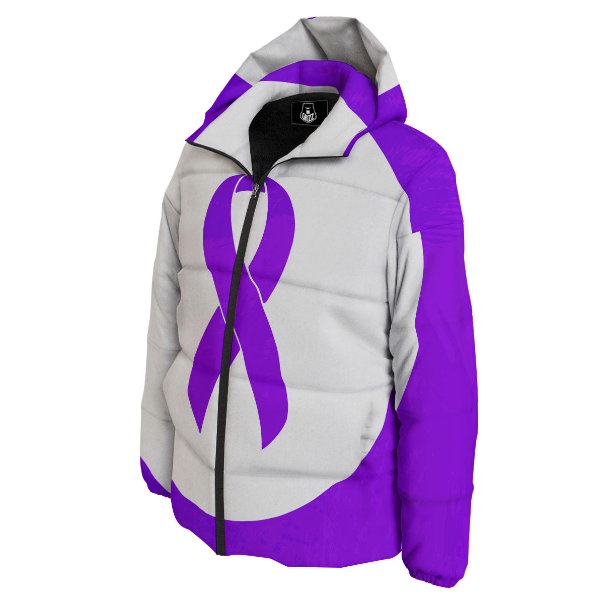 Cancer Awareness Ribbon Purple Print Down Jacket-grizzshop