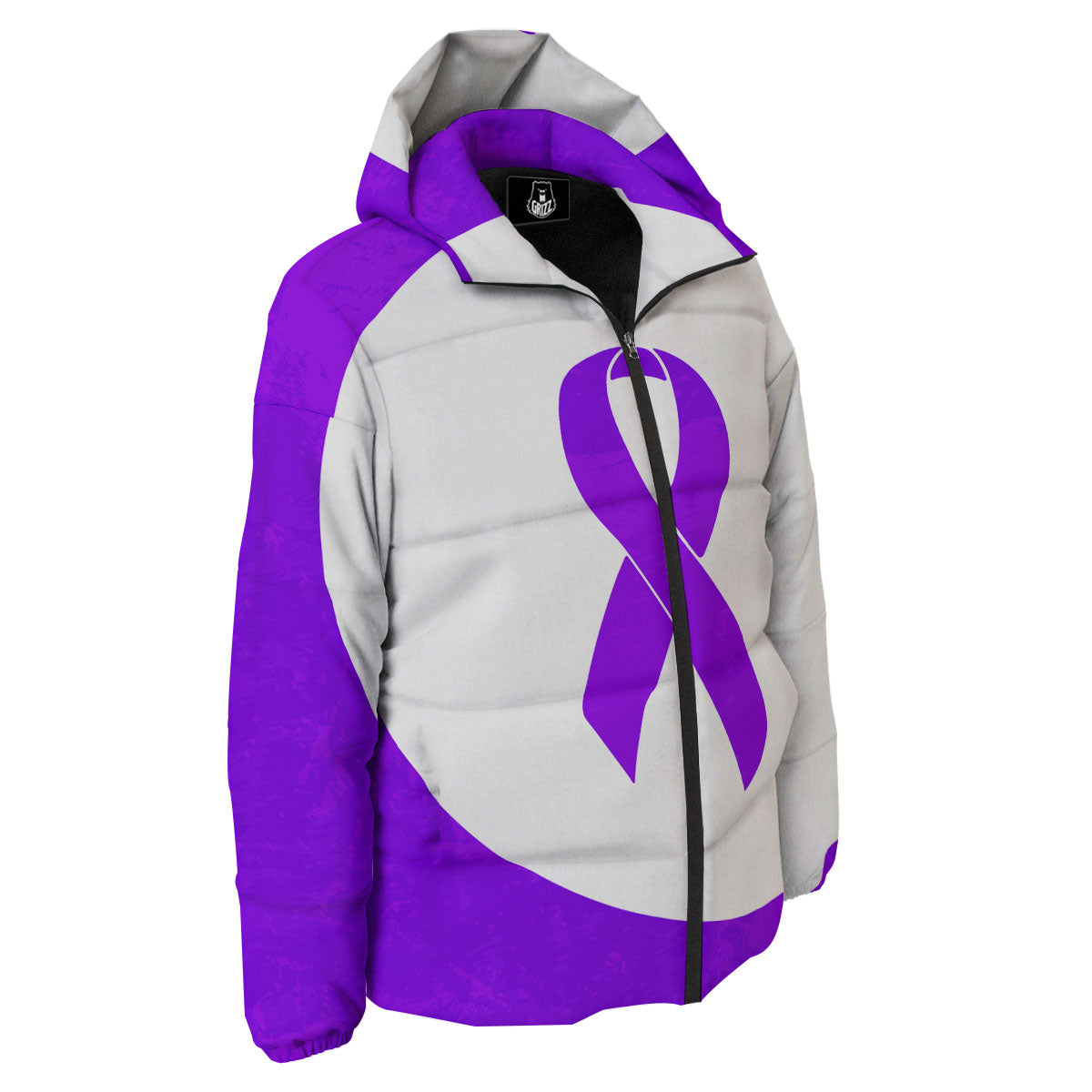 Cancer Awareness Ribbon Purple Print Down Jacket-grizzshop