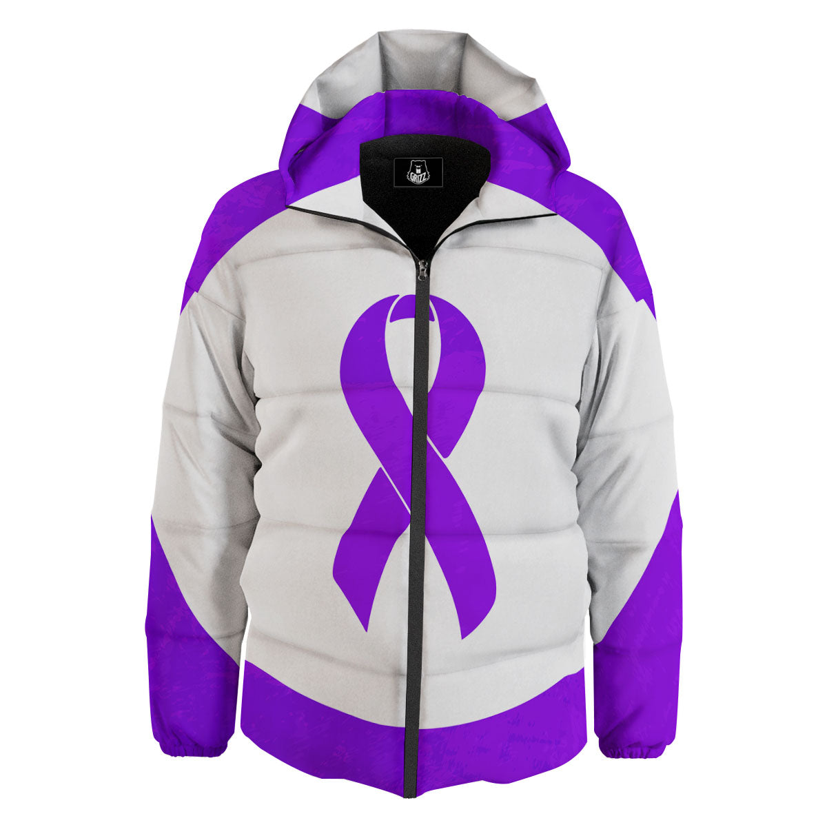 Cancer Awareness Ribbon Purple Print Down Jacket-grizzshop