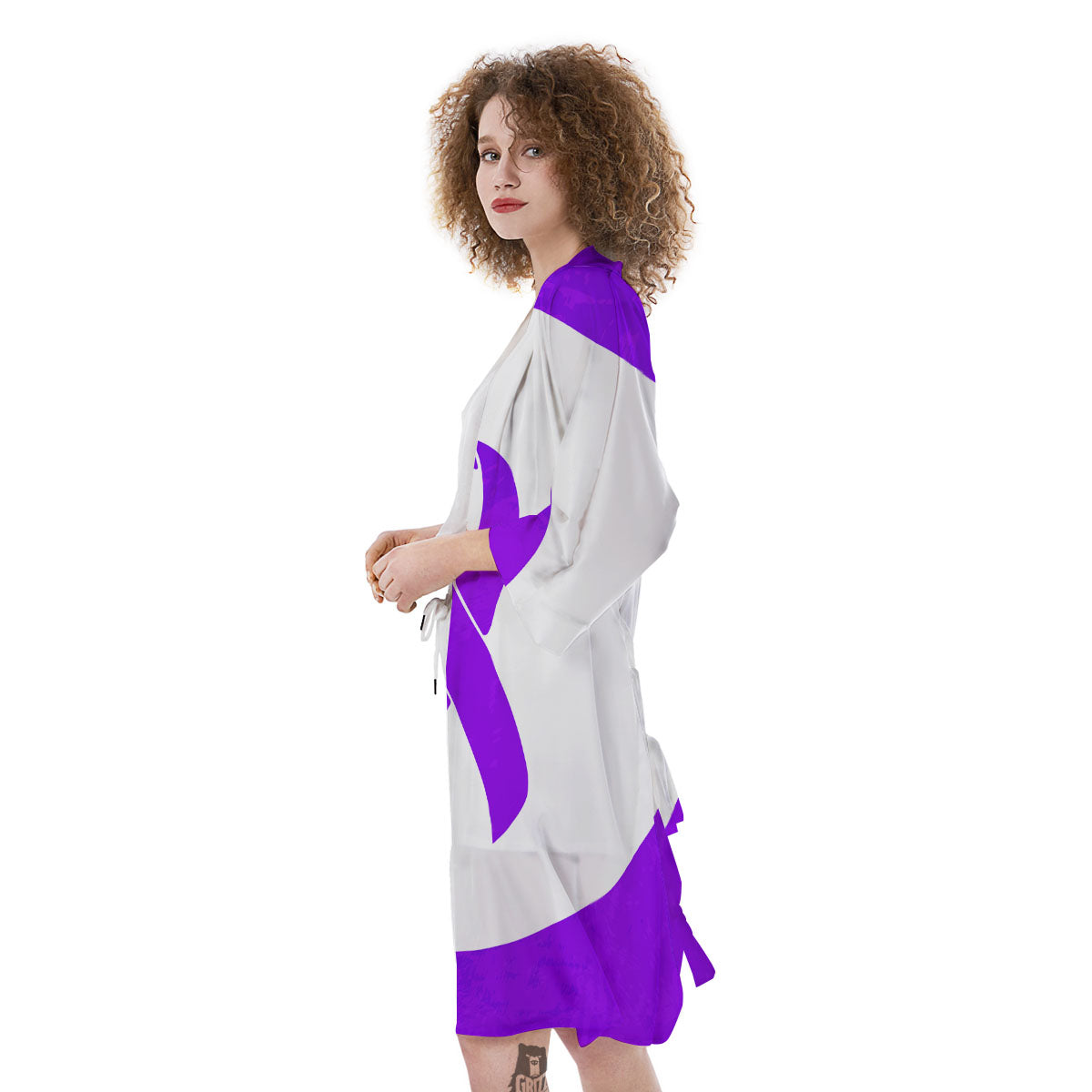 Cancer Awareness Ribbon Purple Print Kimono-grizzshop