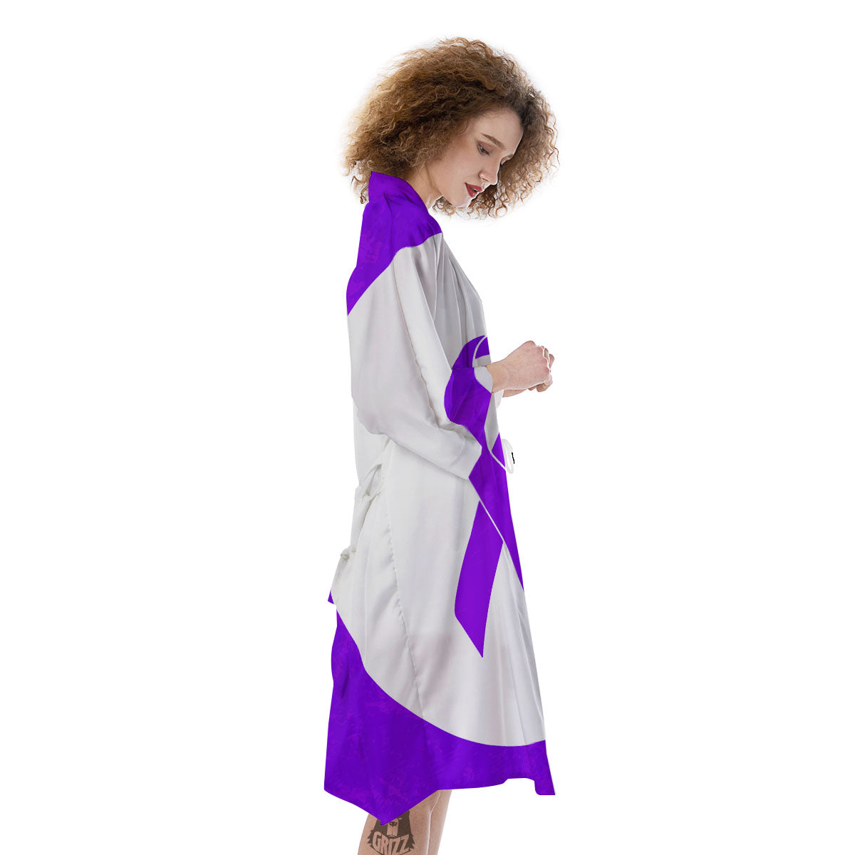 Cancer Awareness Ribbon Purple Print Kimono-grizzshop