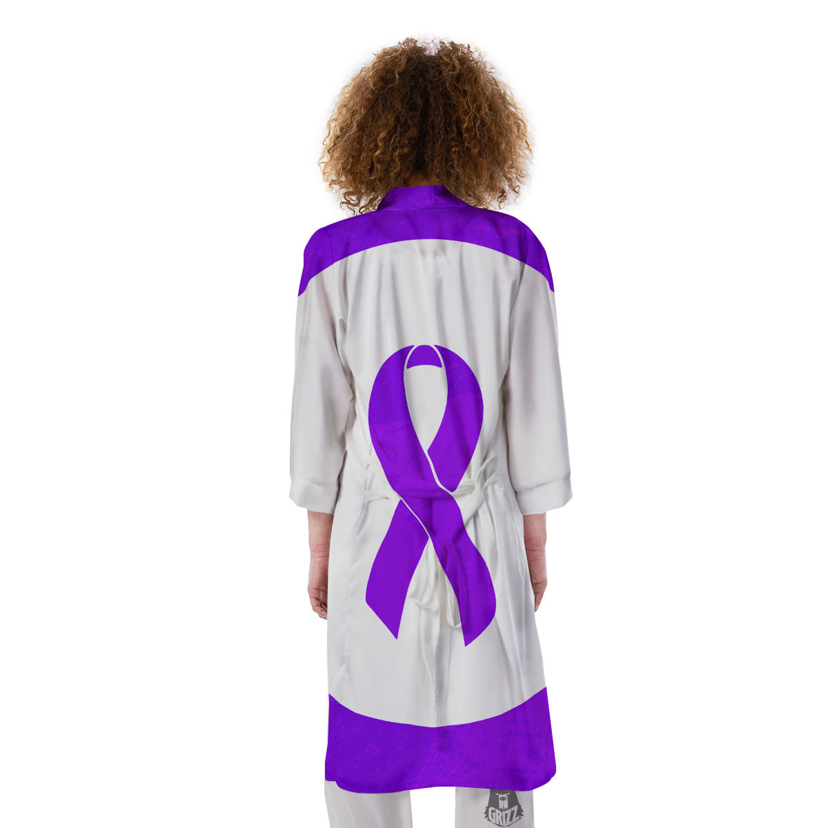 Cancer Awareness Ribbon Purple Print Kimono-grizzshop