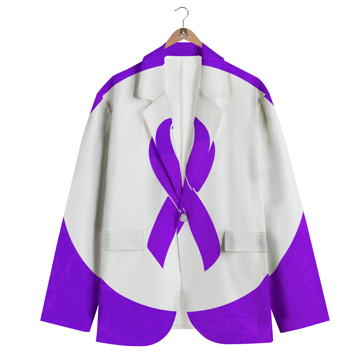 Cancer Awareness Ribbon Purple Print Men's Blazer-grizzshop