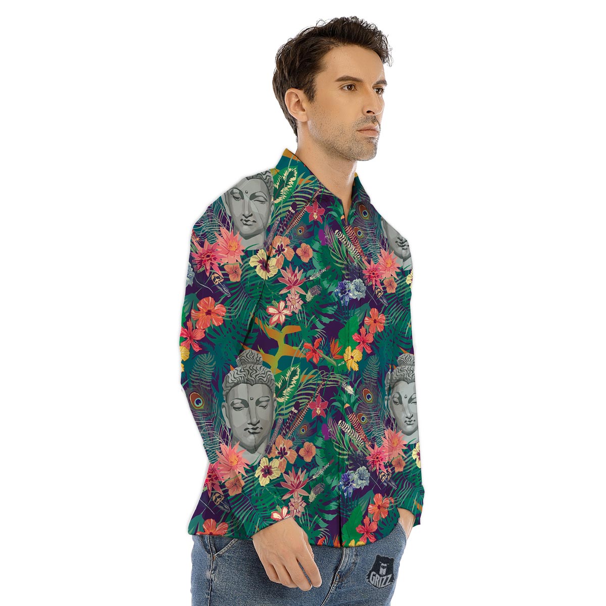 Cancer Awareness Ribbon Purple Print Men's Dress Shirts-grizzshop