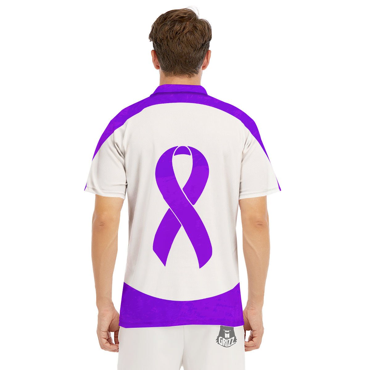 Cancer Awareness Ribbon Purple Print Men's Golf Shirts-grizzshop