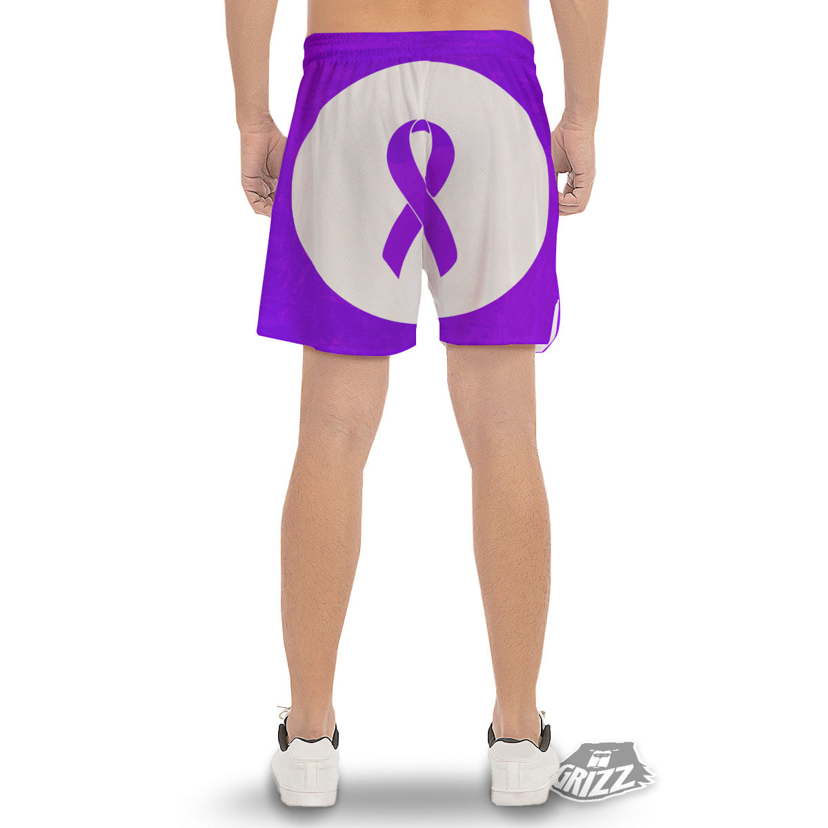 Cancer Awareness Ribbon Purple Print Men's Gym Shorts-grizzshop