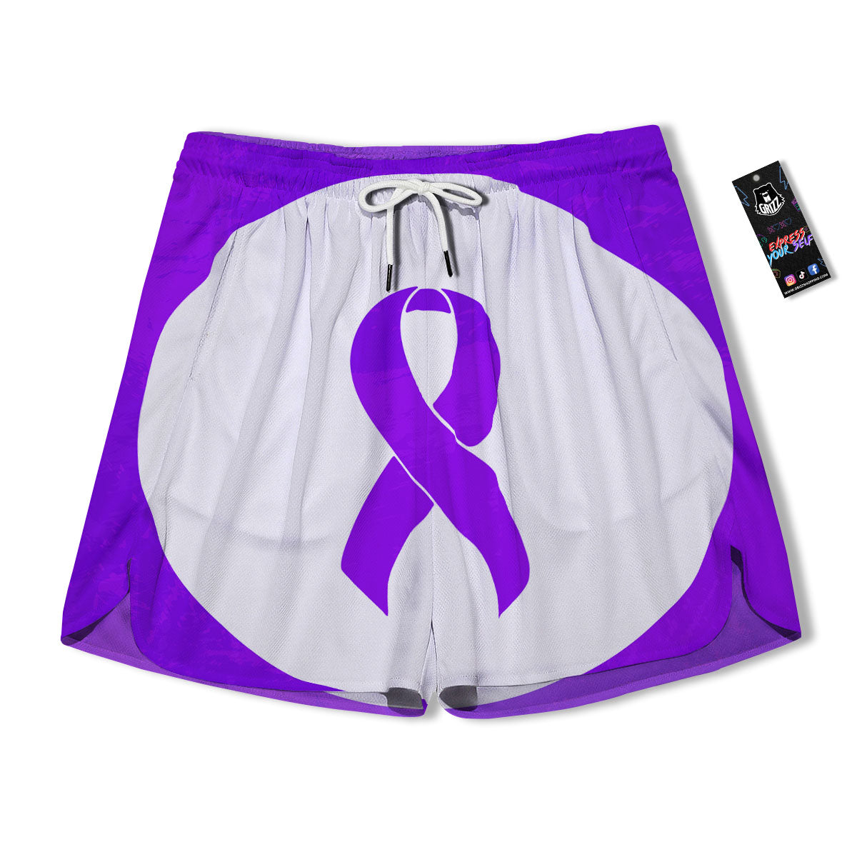 Cancer Awareness Ribbon Purple Print Men's Running Shorts-grizzshop