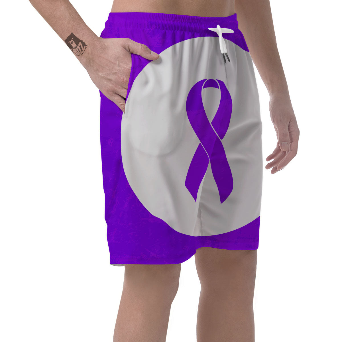 Cancer Awareness Ribbon Purple Print Men's Shorts-grizzshop