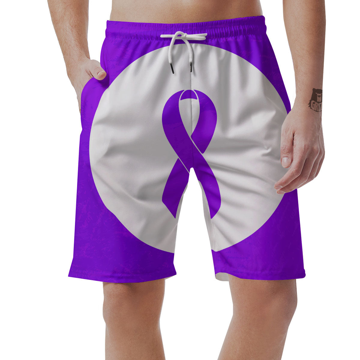 Cancer Awareness Ribbon Purple Print Men's Shorts-grizzshop