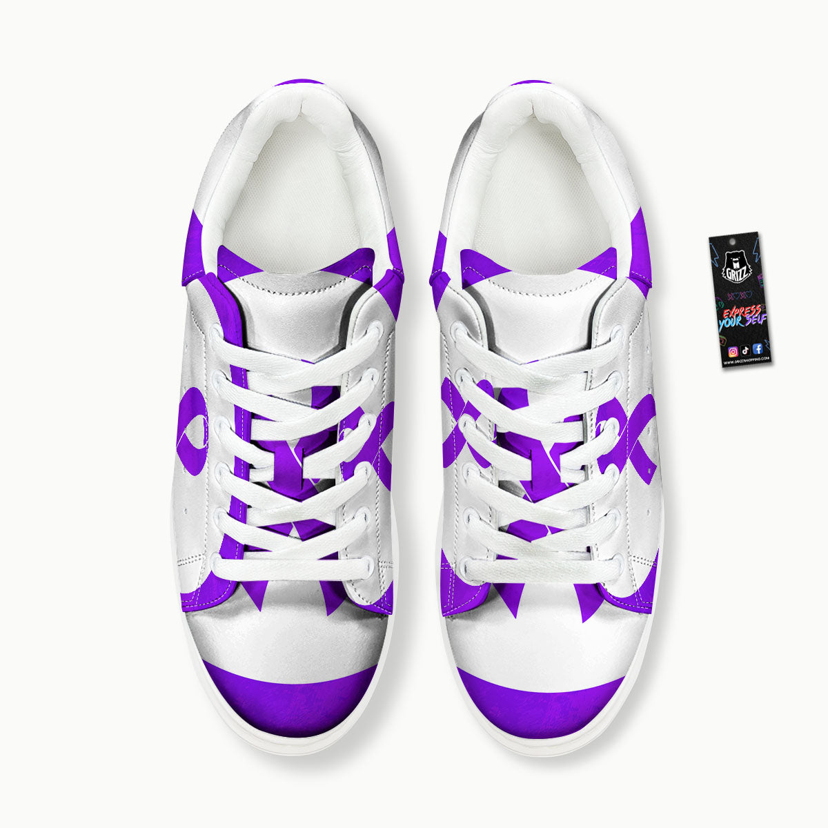 Cancer Awareness Ribbon Purple Print Platform Shoes-grizzshop
