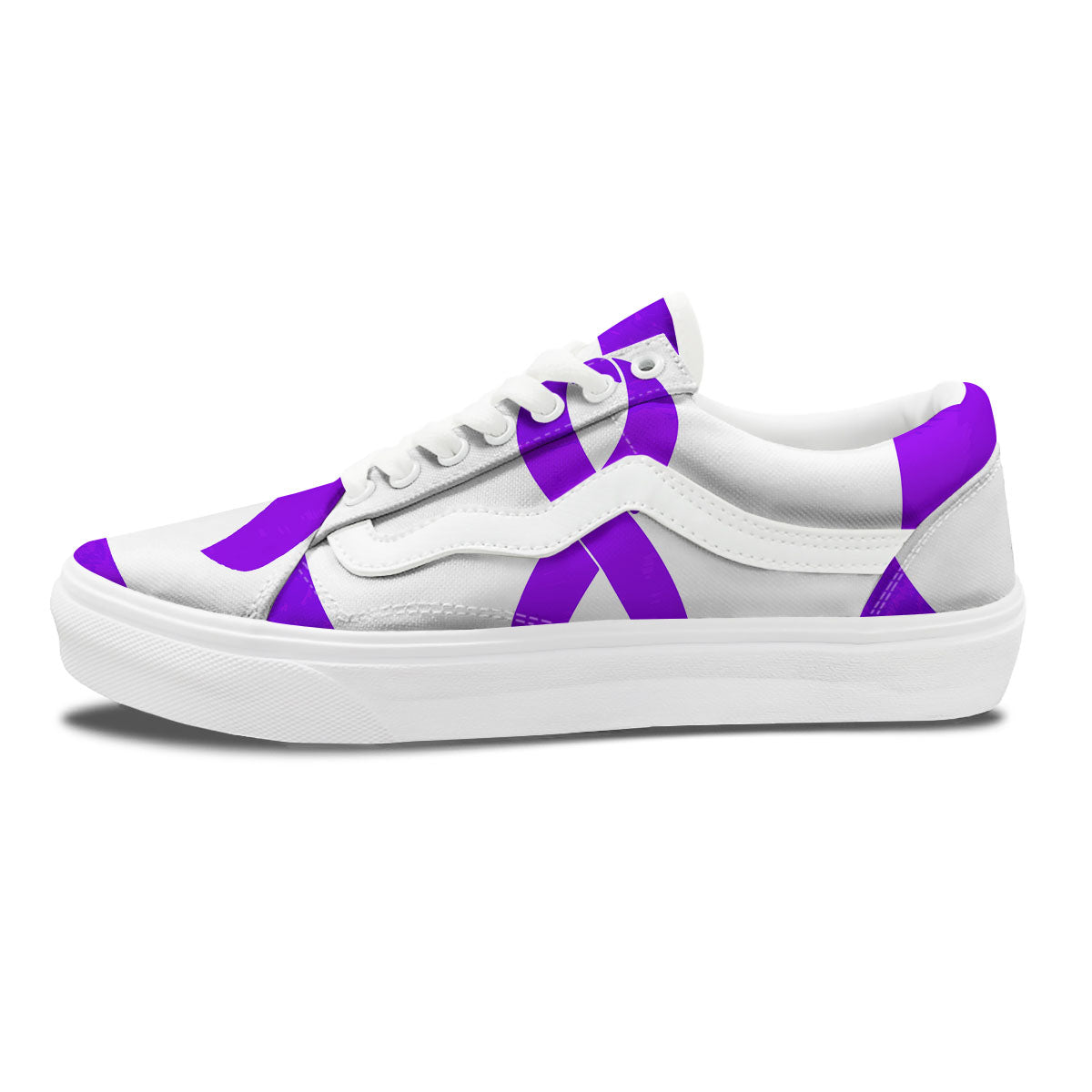 Cancer Awareness Ribbon Purple Print Skate Shoes-grizzshop
