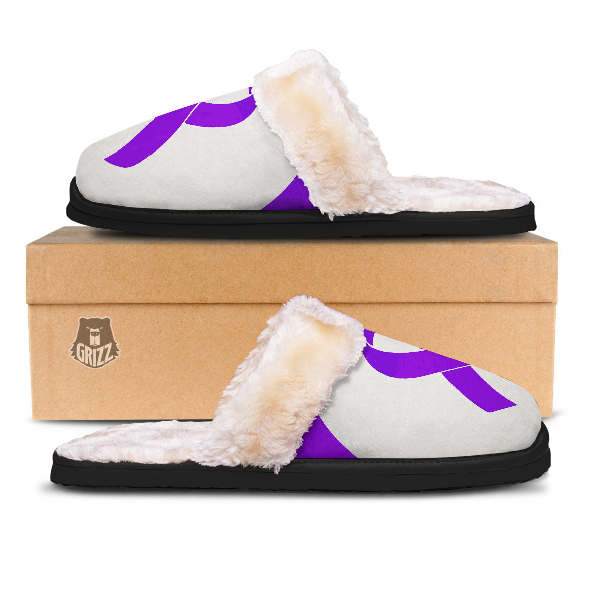 Cancer Awareness Ribbon Purple Print Slippers-grizzshop