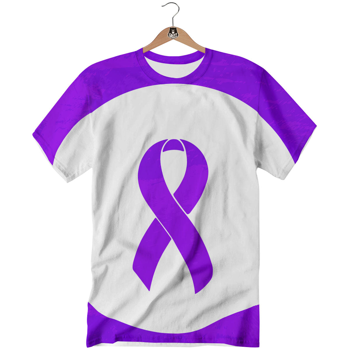 Cancer Awareness Ribbon Purple Print T-Shirt-grizzshop