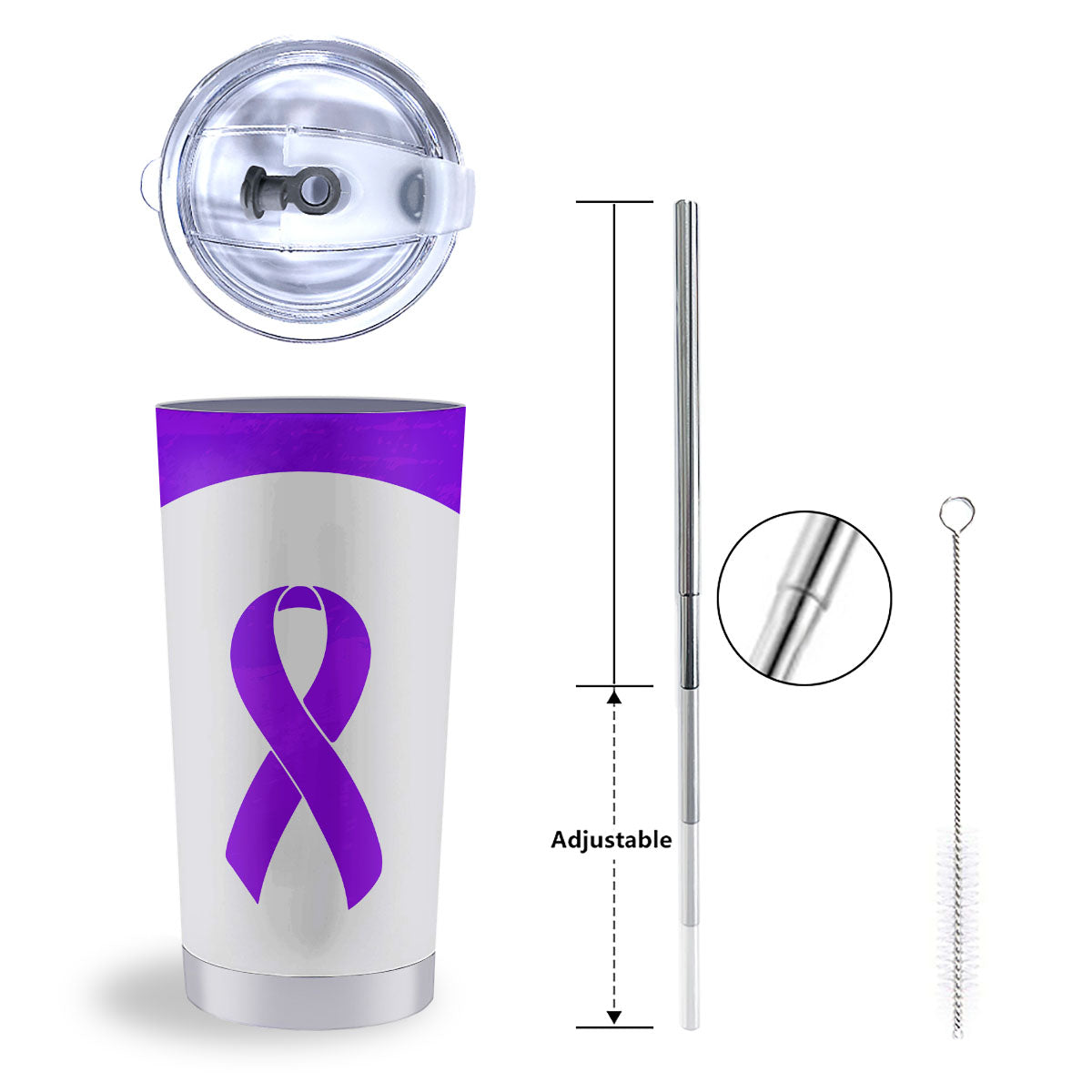 Cancer Awareness Ribbon Purple Print Tumbler-grizzshop