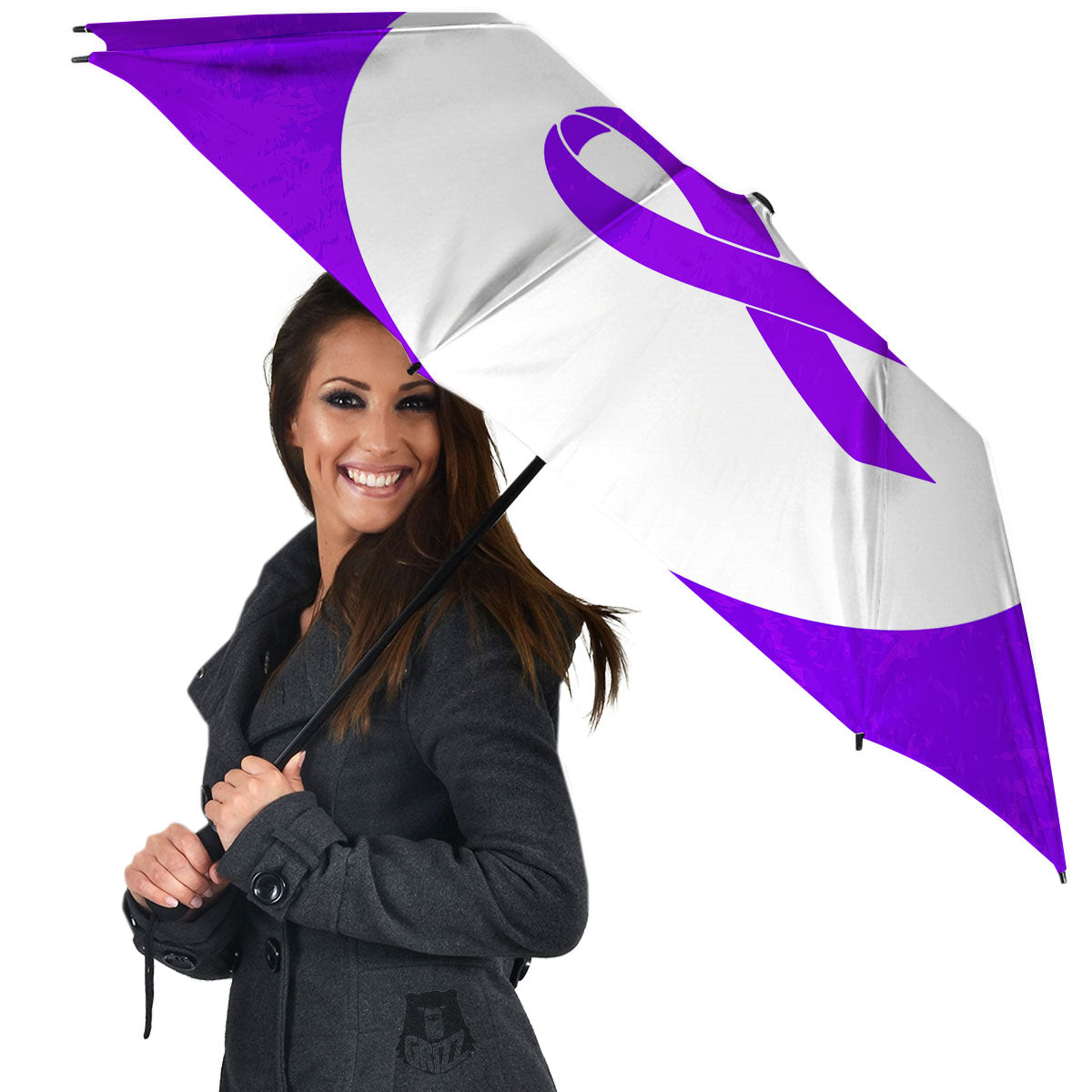 Cancer Awareness Ribbon Purple Print Umbrella-grizzshop