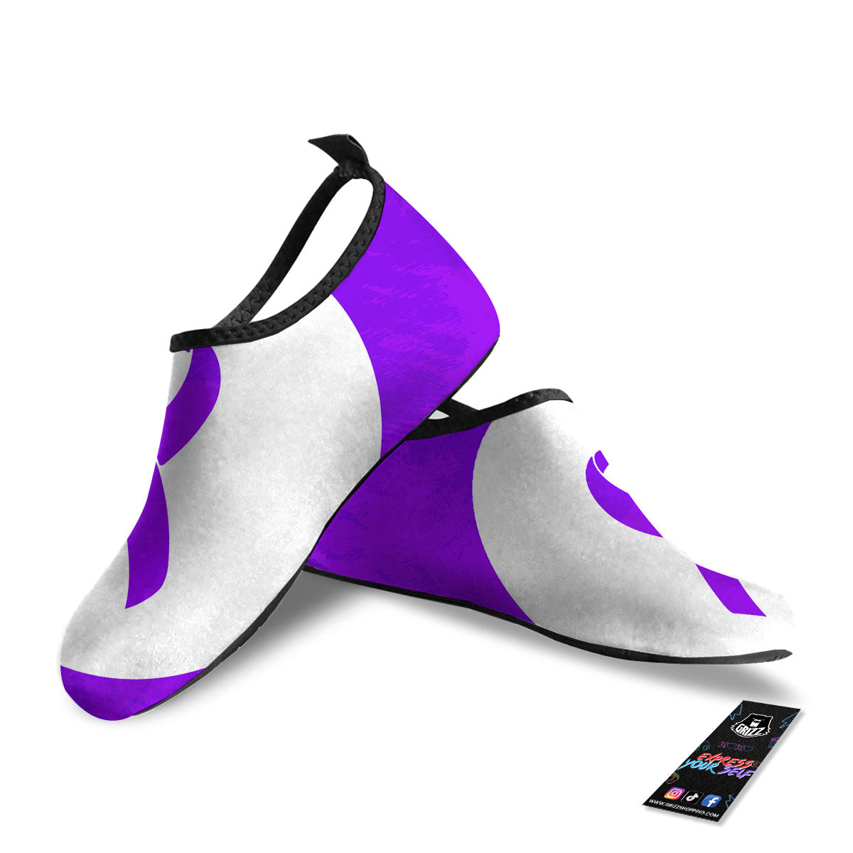 Cancer Awareness Ribbon Purple Print Water Shoes-grizzshop