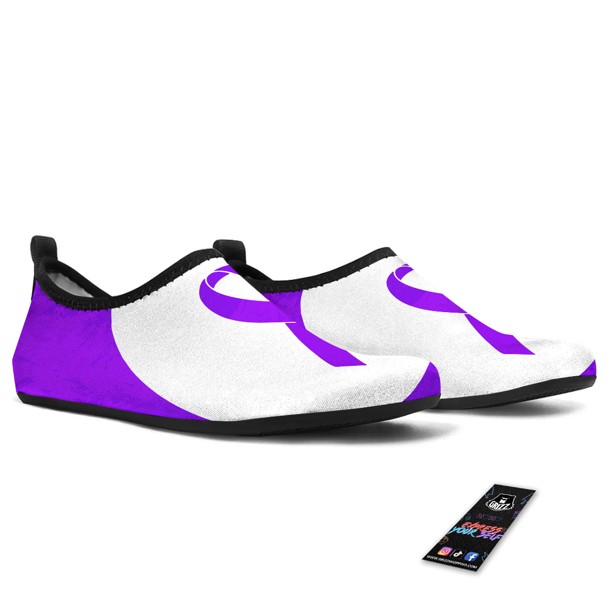 Cancer Awareness Ribbon Purple Print Water Shoes-grizzshop
