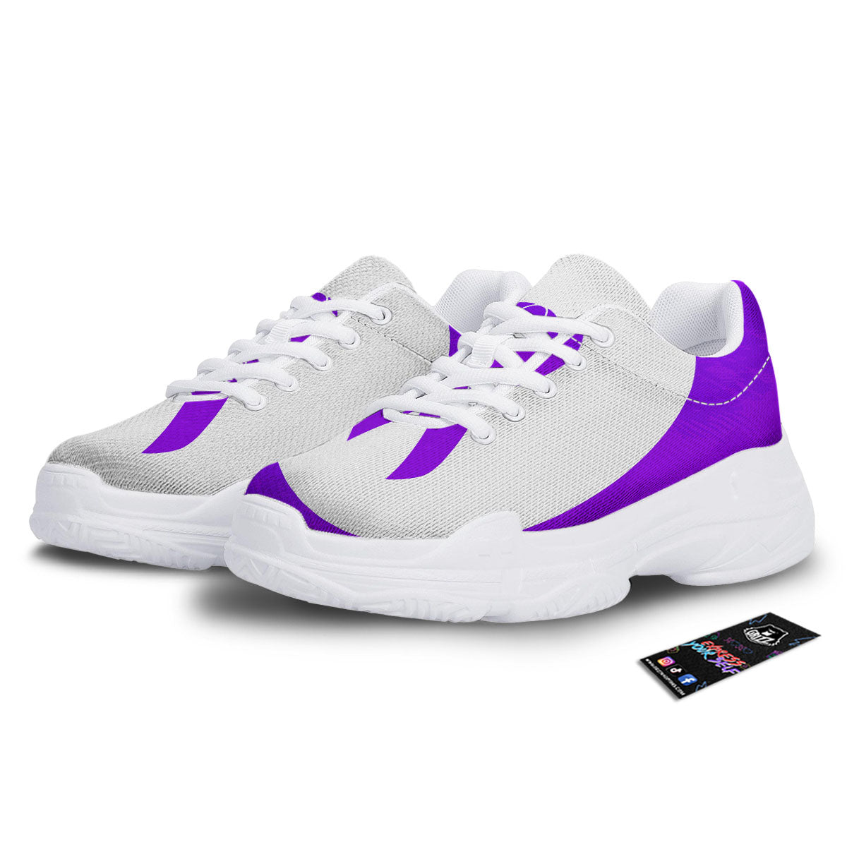 Cancer Awareness Ribbon Purple Print White Chunky Shoes-grizzshop