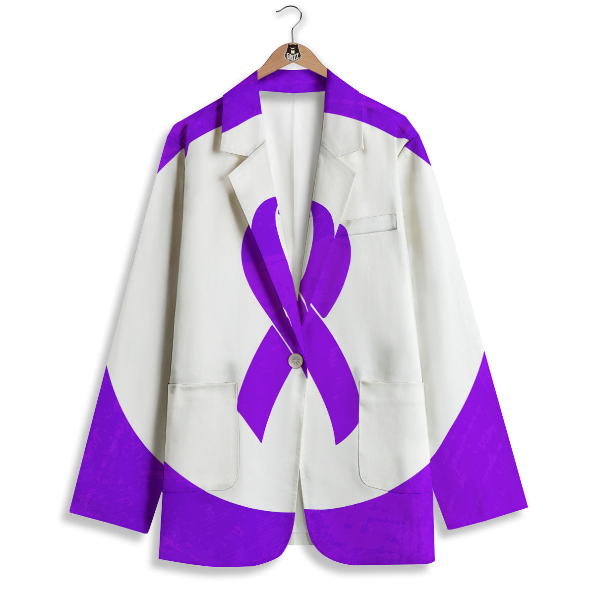 Cancer Awareness Ribbon Purple Print Women's Blazer-grizzshop